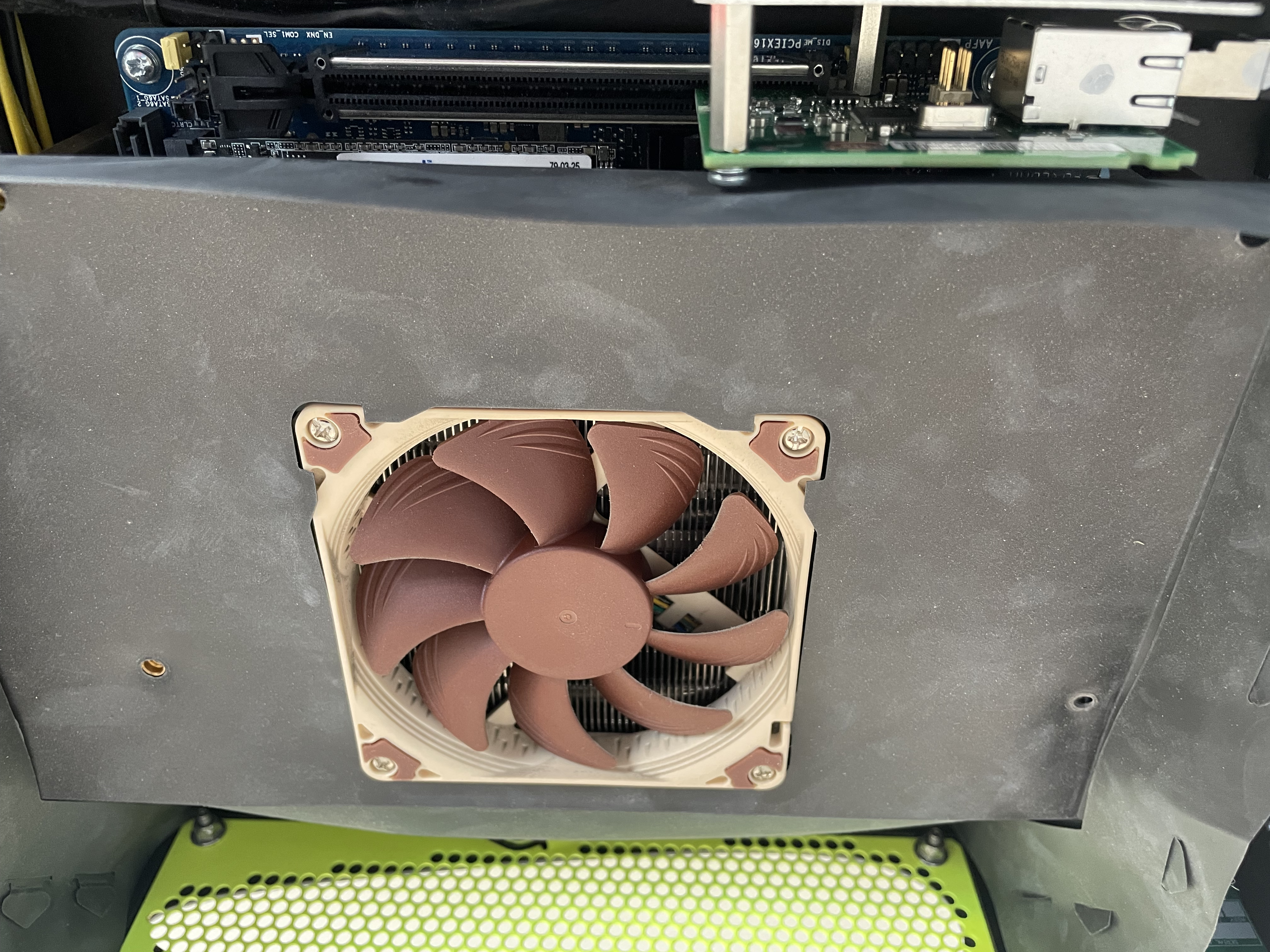Incorrect air duct position obstructing the fan opening