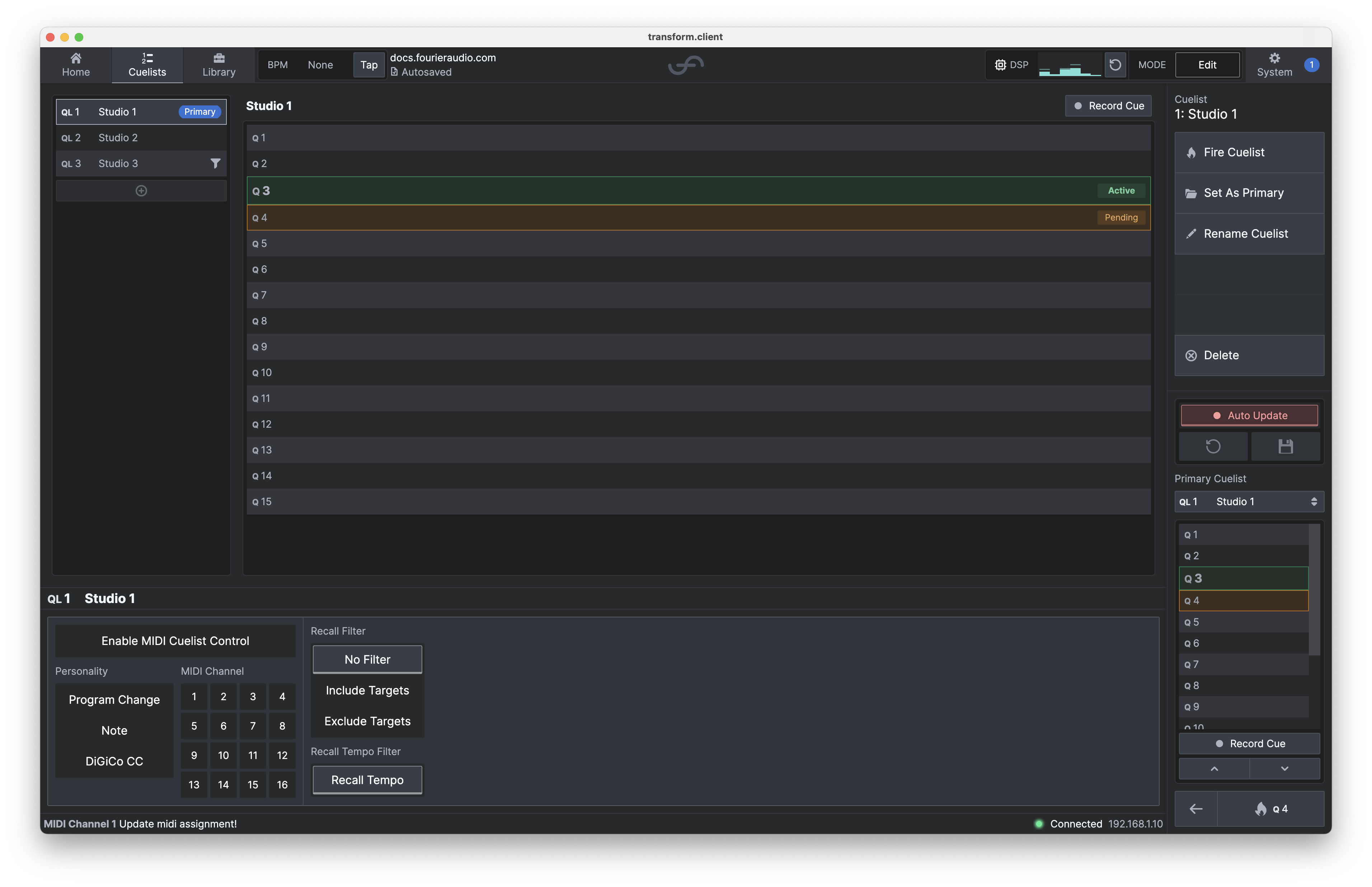 Cuelist MIDI Configuration