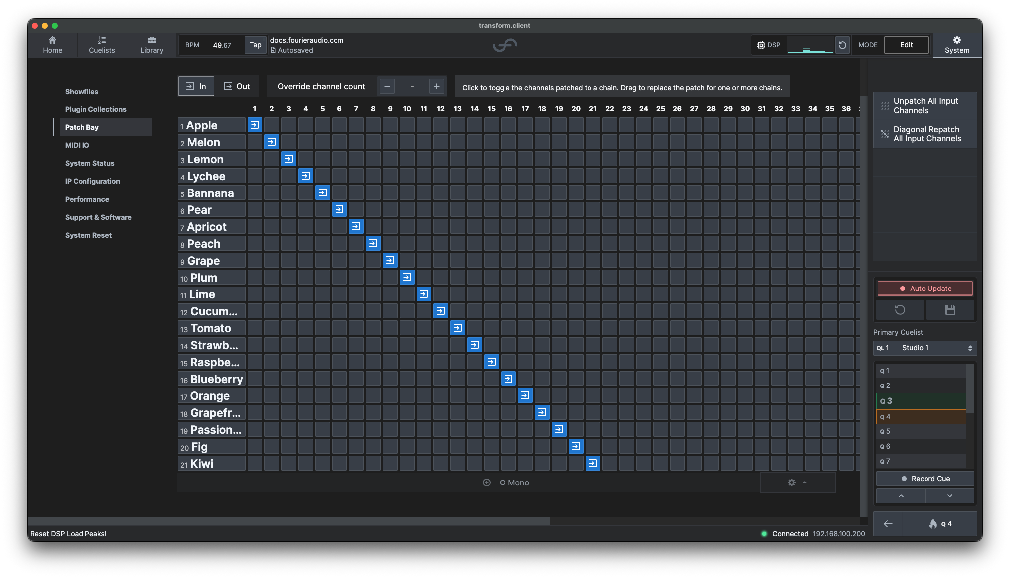 Patch Bay input view