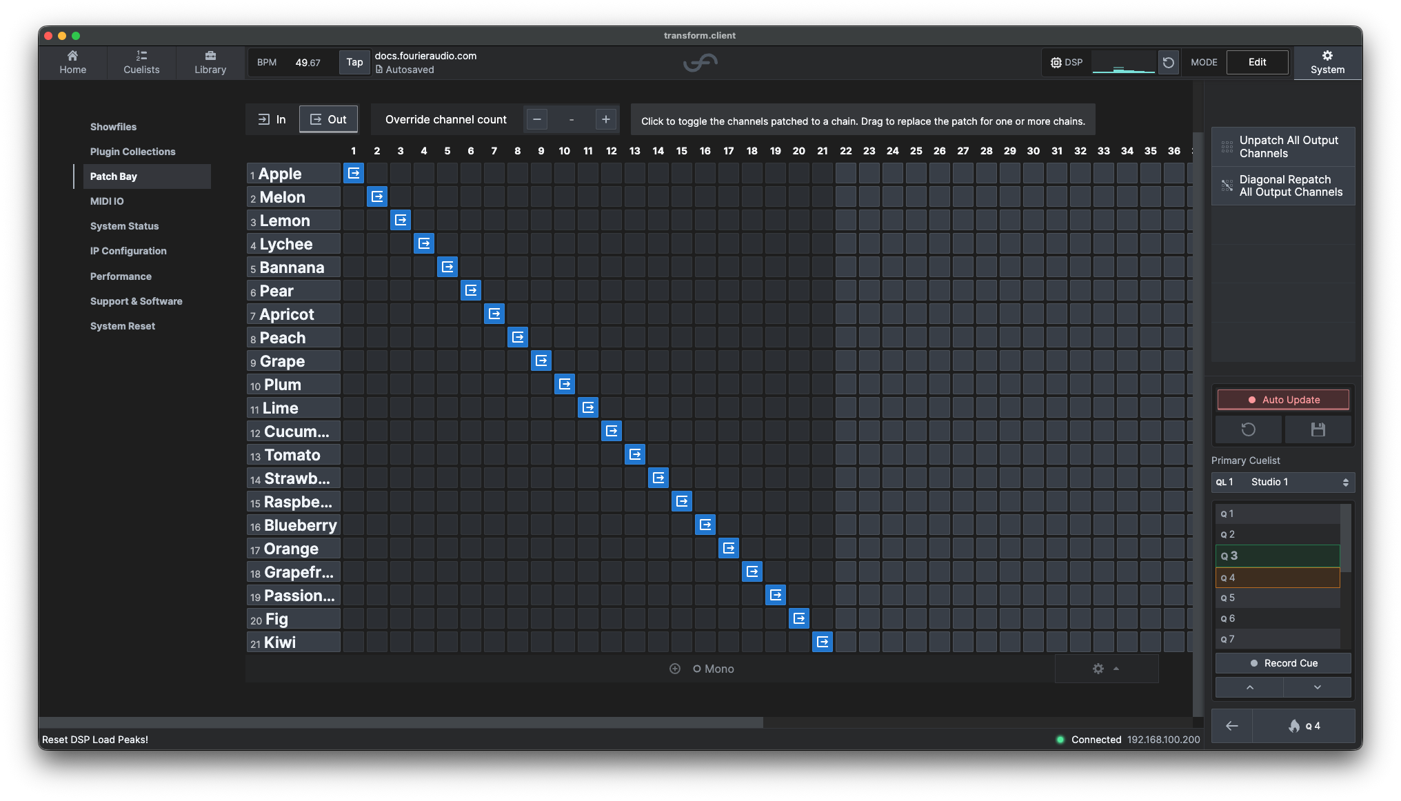 Patch Bay output view