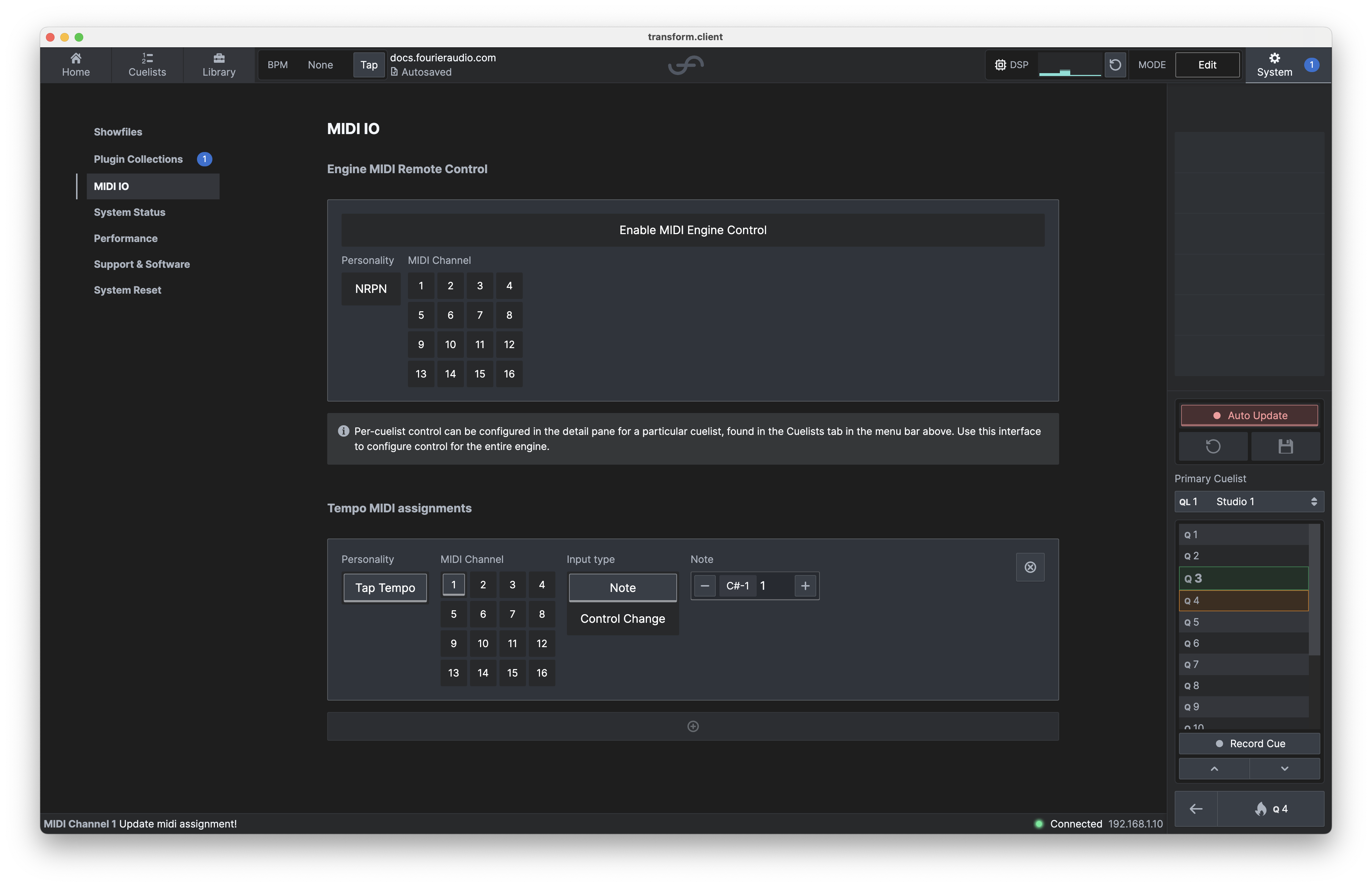 Cuelist MIDI Configuration