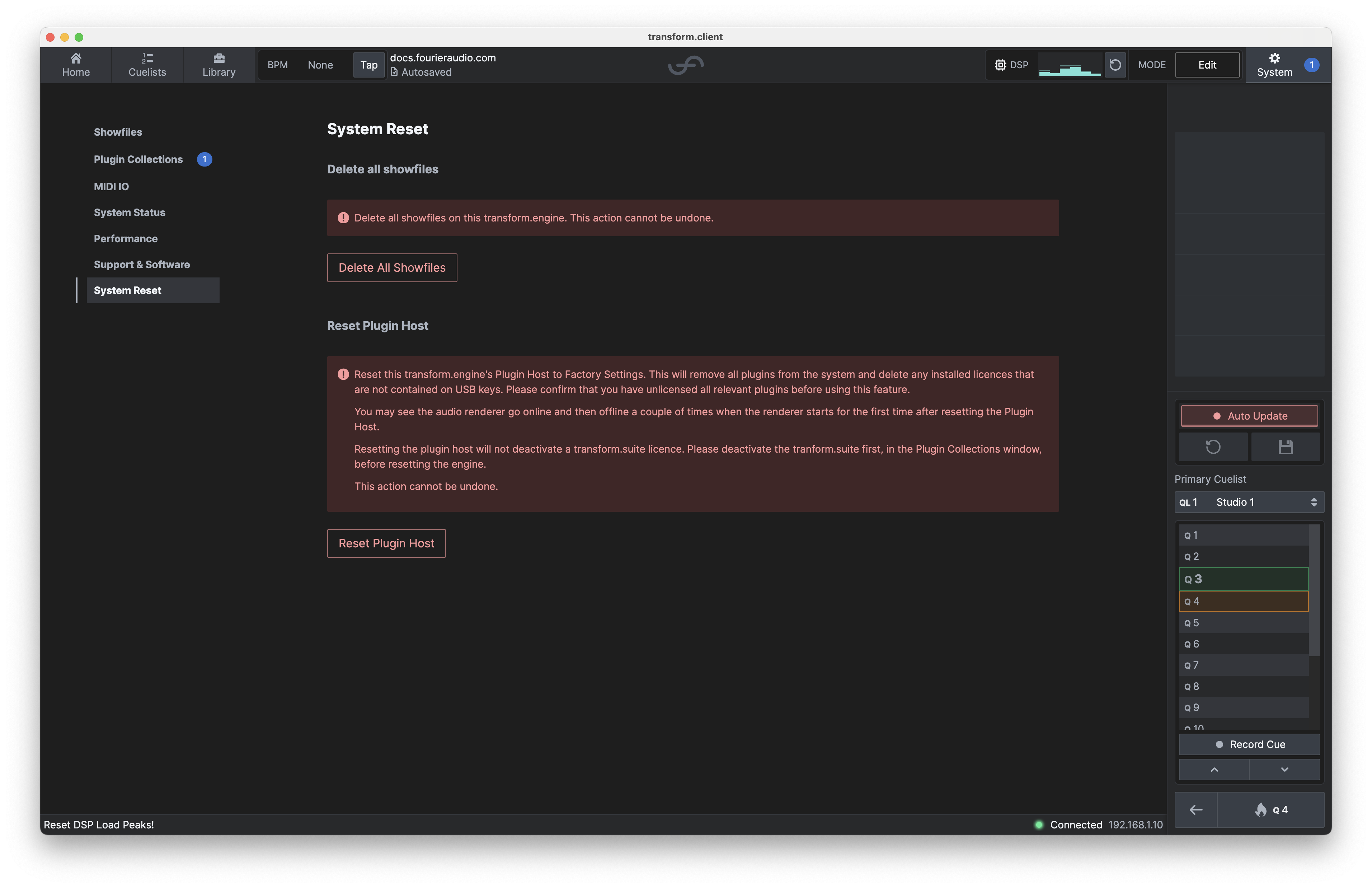 System reset tab.