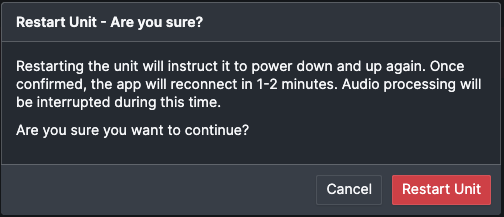 Restart Unit confirmation