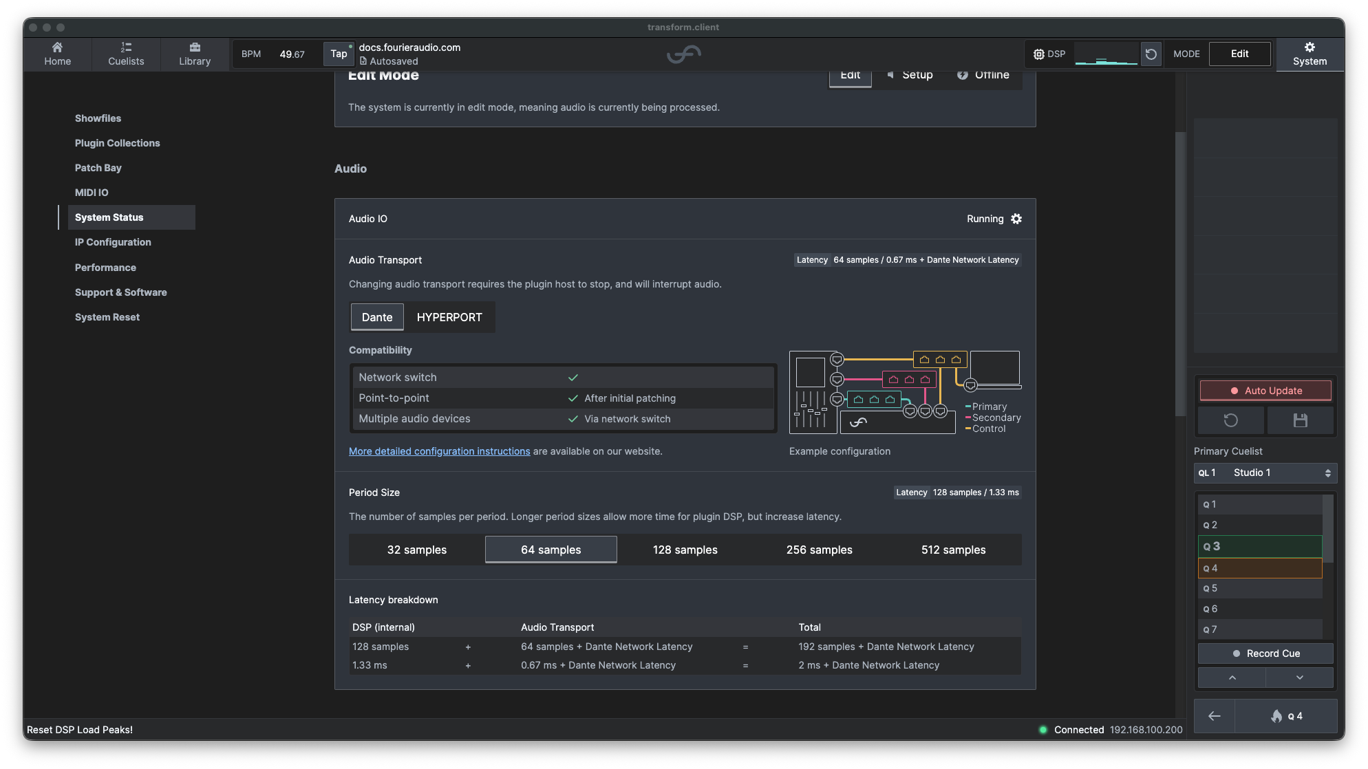 System status overview tab.