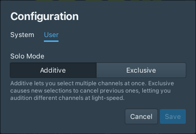 User Settings Tab